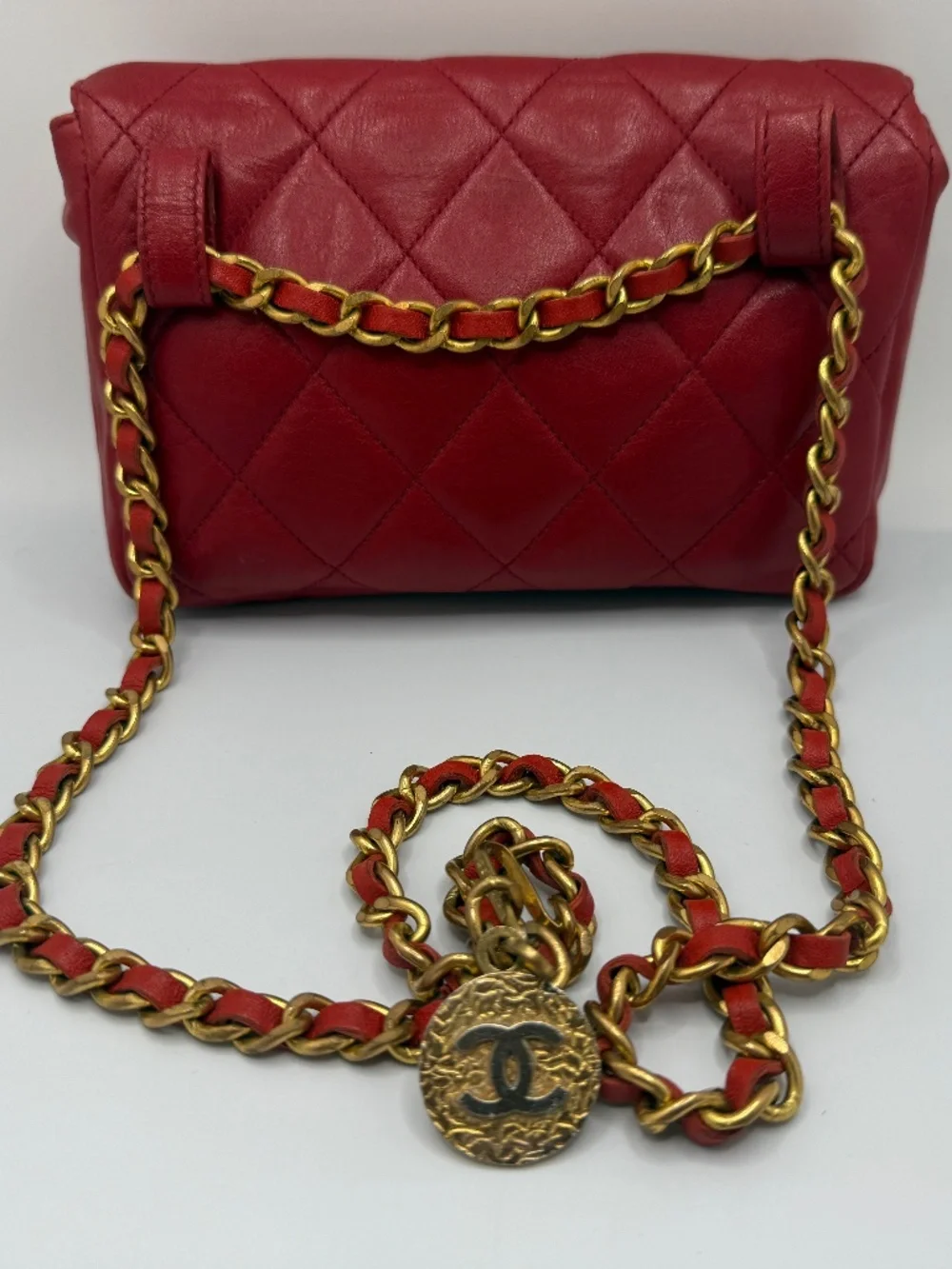 POSH CHANEL RED BUM/FANNY-BELT BAG HANDBAG! (RARE)